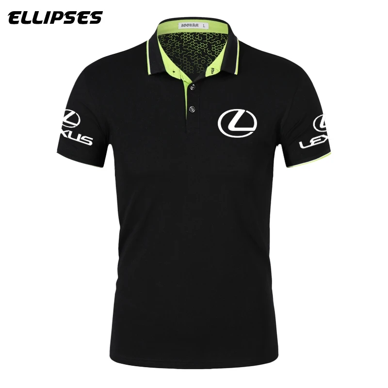 Мужская летняя рубашка поло с логотипом Lexus мужская хлопковая коротким рукавом и