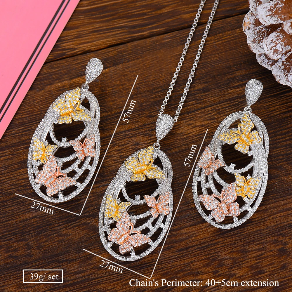 

SisCathy AAA Cubic Zirconia Water Drop Pendant Necklace/Earrings Jewelry Sets for Women Wedding Bridal Statement Jewelry Set