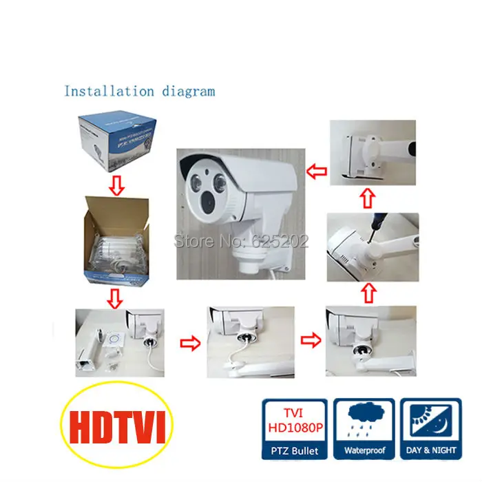 Водонепроницаемая камера видеонаблюдения 2.0MP 1080P HDTVI Pan/Tilt Bullet|waterproof cctv camera|cctv