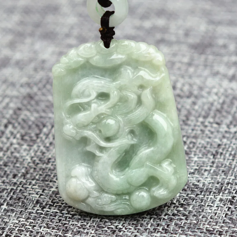 (Сертификат) натуральная A + Jadeite Каменная Резная подвеска китайский дракон