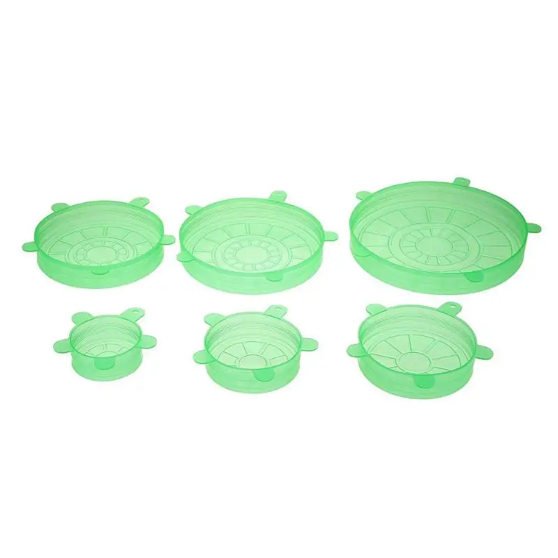 6Pcs 6 шт силиконовых чехлов, растягивающаяся крышка, пробка для разлива, универсальная всасывающая крышка-Крышка для кастрюли, крышка для кухонной сковороды, инструменты для приготовления пищи 30 - Цвет: 6Pcs
