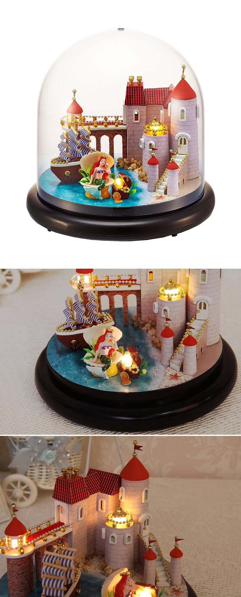 Мебель DIY Кукольный дом Wodden Miniatura кукольные домики комплект мебели стеклянная крышка собрать кукольный домик игрушки для детей подарок B13
