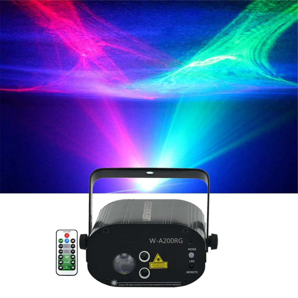 Sharelife Red Green Hypnotic Aurora With RGB LED DJ Laser Light Remote Control Home Gig Party Show Mini Stage Lighting W-200RG