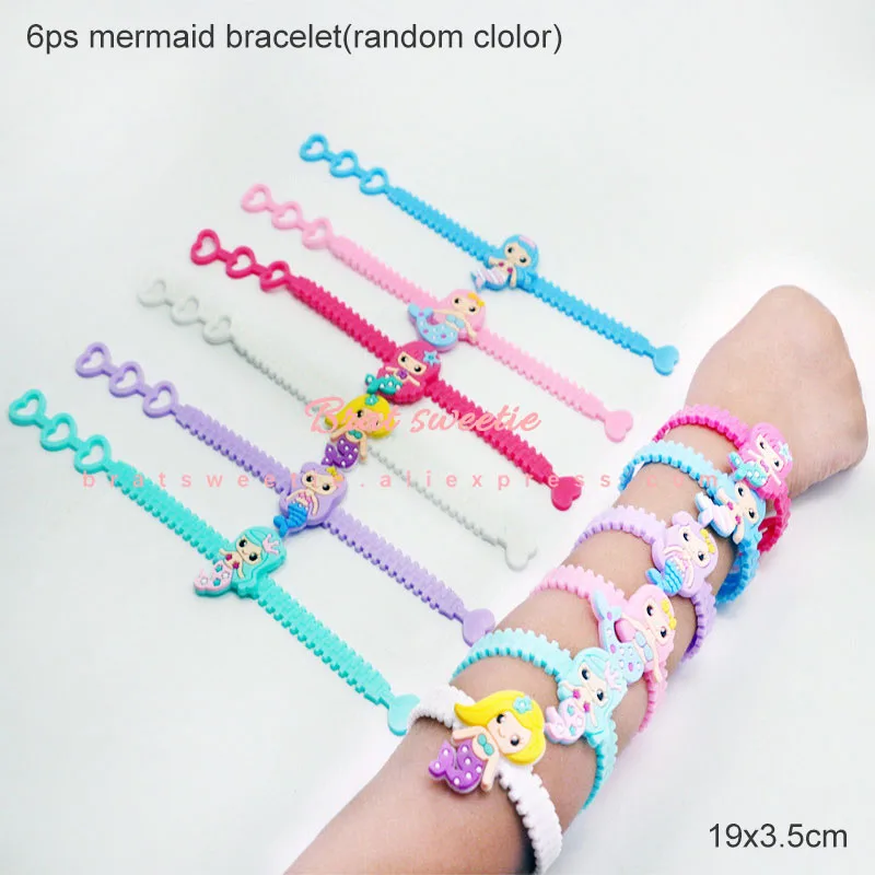 6pc MMD bracelet Вечерние украшения в виде русалки, фольгированные шары с русалкой, бумажные тарелки, посуда, подарочные сумки для детей, девочек, с днем рождения, принадлежности для тематической вечеринки - Цвет: 6pc MMD bracelet