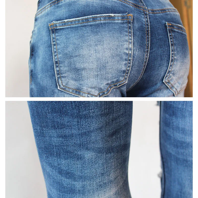 2017 Бойфренд Джинсы Женщин Карандаш Брюки Дамы Повседневные Стретч Узкие Женские