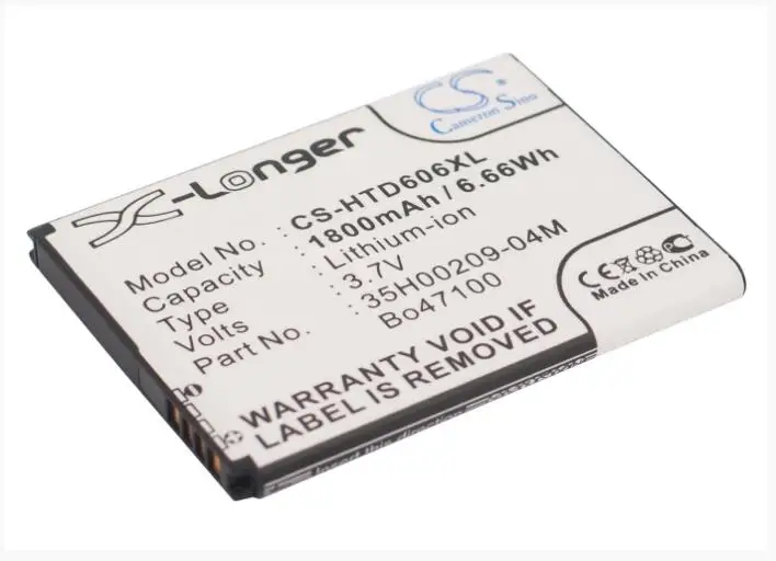Аккумулятор Cameron Sino 1800 мАч для HTC CP3 Desire 326 326G dual sim 600 600c 606h 606t 606w 608 608t 609d Magni T326e BO47100 |