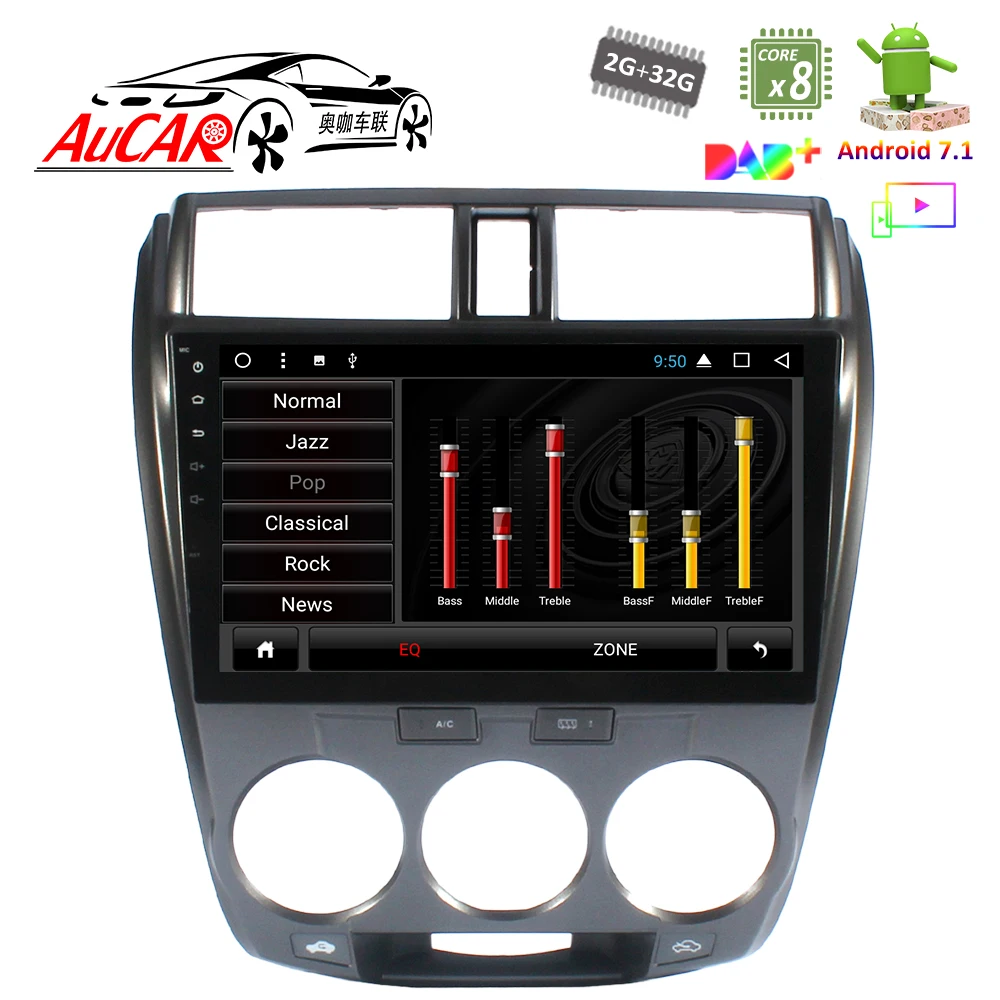 Автомобильный DVD-плеер на Android 7 1 10 дюйма система GPS-навигации для Honda City Octa core 1024*600