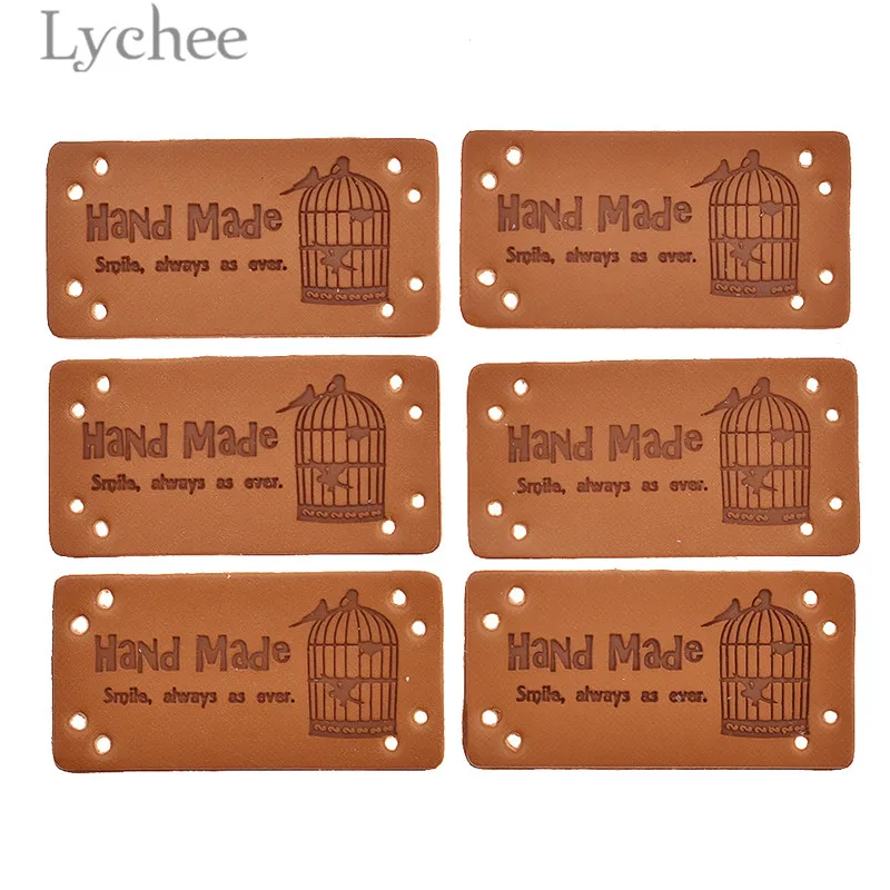 Этикетки Lychee Life из искусственной кожи ручной работы 20 шт. кнопки ножницы узор