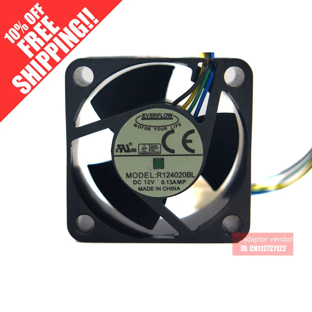 EVERFLOW R124020BL 4020 12V 0.13A двойной шарикоподшипник 4 провода Вентилятор охлаждения|cooling