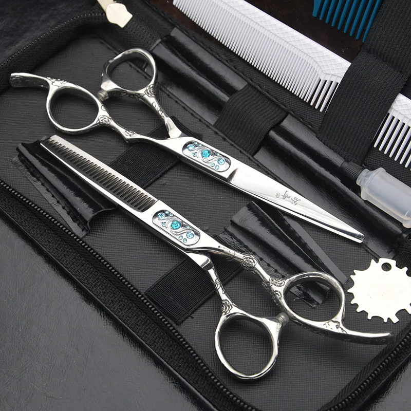 6 дюймов Сливовый цветок ручка Ножницы Для Волос Набор для стрижки