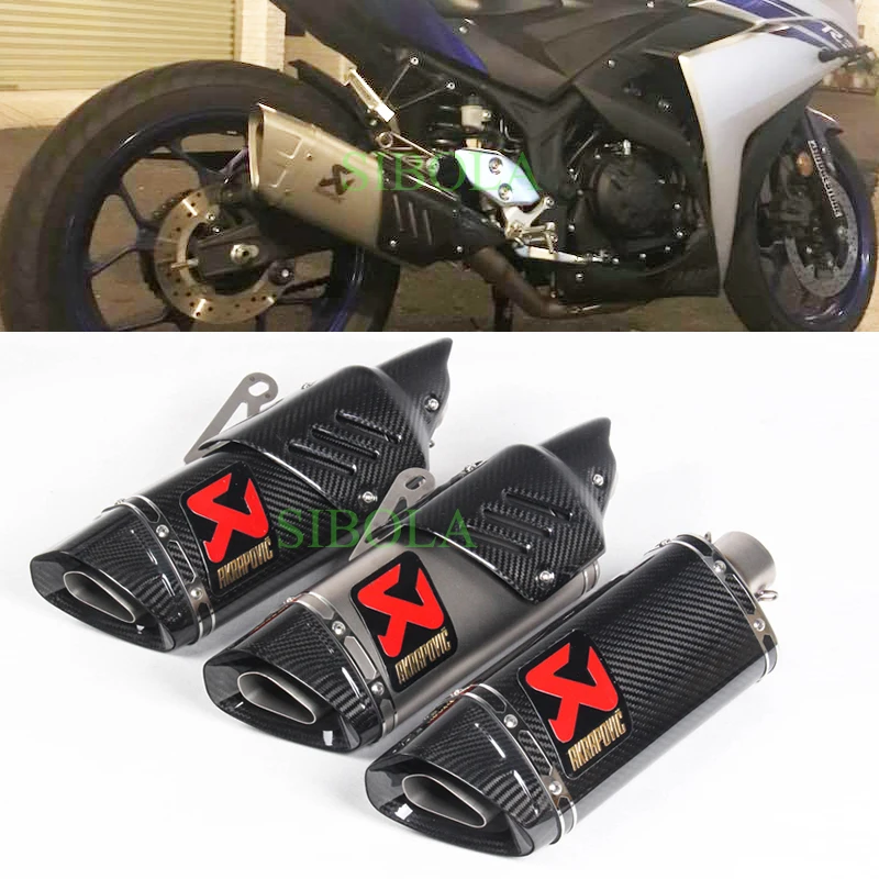 Akrapovic Exhaust Motorcycle Universal Muffler Pipe Carbon Fiber Stainless Steel escapamento de moto For Yamaha R15 CRF 230 FZ1