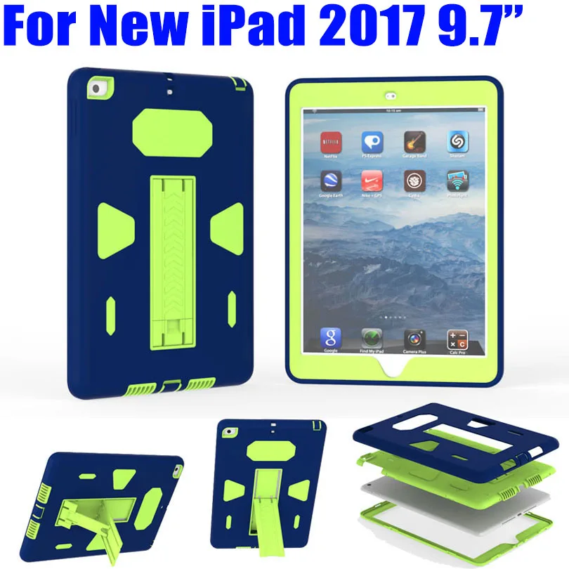 Чехол для iPad 2018 2017 9 7 дюймовый сверхпрочный Силиконовый ТПУ + ПК Жесткий гибкий