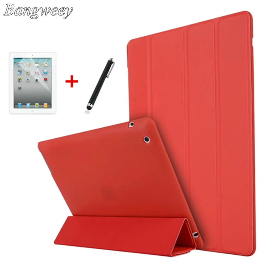 Case for iPad 2 3 4 PU Solid Back Ultra Slim Light Weight Four fold Smart Cover 2/3/4 +screen protector+touch pen | Компьютеры и офис