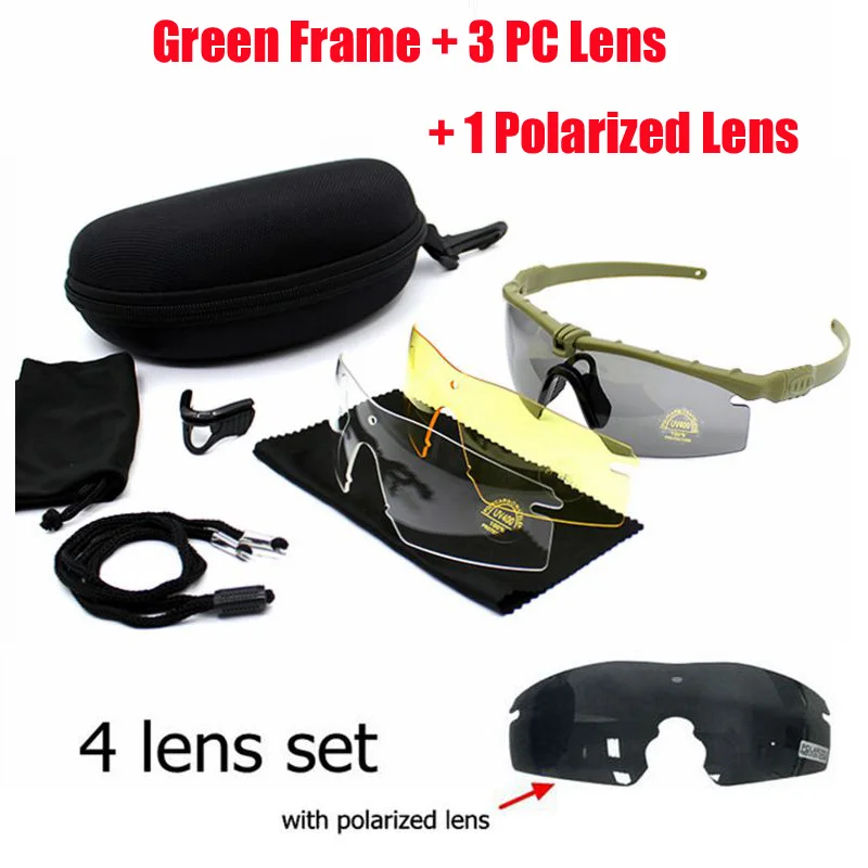 Polarized Green Высокое качество военные армейские тактические очки стрельба, страйкбол очки с УФ-защитой для охоты, походов, Кэмпинга мужские спортивные солнцезащитные очки - Цвет: Polarized Green