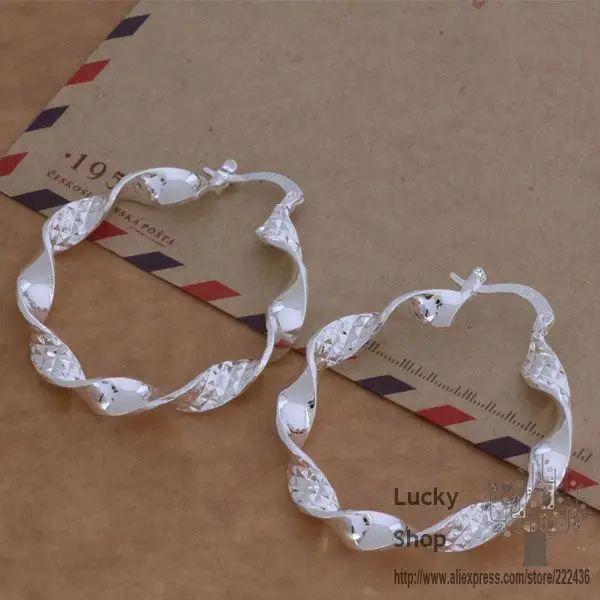 AE083 Silver plated earrings silver fashion jewelry Twisted empty flower /bauajsba dklambsa | Украшения и аксессуары