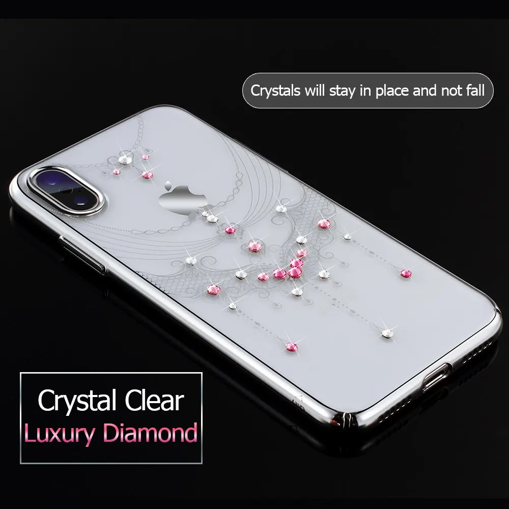 KINGXBAR чехол для iPhone X Роскошный 7 8 Plus Swarovski элемент Кристалл Прозрачный жесткий