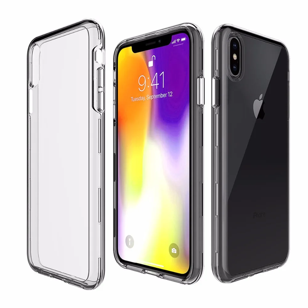 Crystal Clear Жесткий Чехол для iPhone XS Max X 6 S 7 8 плюс + крышка Броня прозрачная сзади