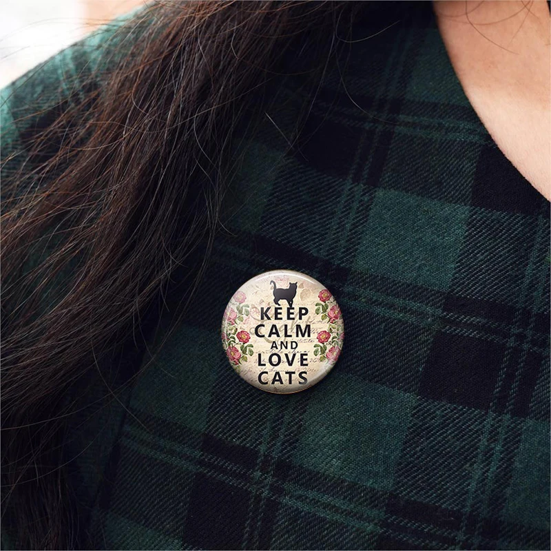 Стеклянный купольный кабошон Keep Calm and Love для кошек и собак цитата из кабошона