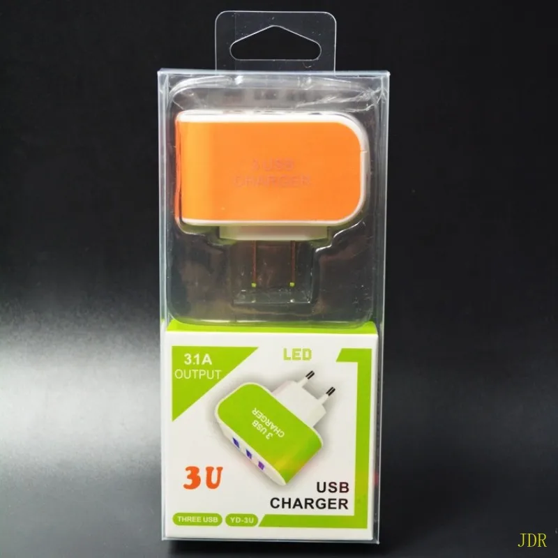 100 шт. конфеты цвет 3-порт USB для зарядки глава мульти-порт 5v1a Подключите зарядное