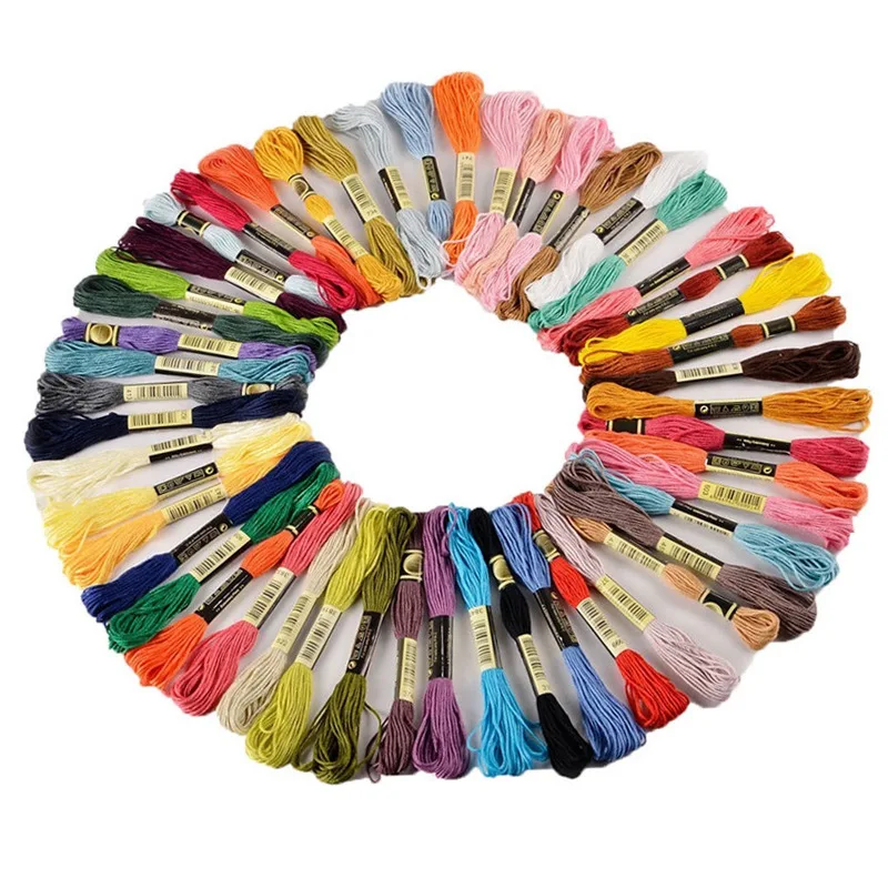 50 pcs set 50 шт. пряжа для вязания крючком, хлопок, вышивка крестиком, вышивка, вязание, разноцветные, Прямая поставка - Цвет: 50 pcs set