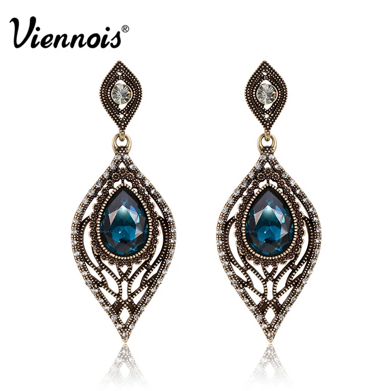 Серьги с бриллиантами в серебряном цвете Viennois для женщин Красная вода / Синий