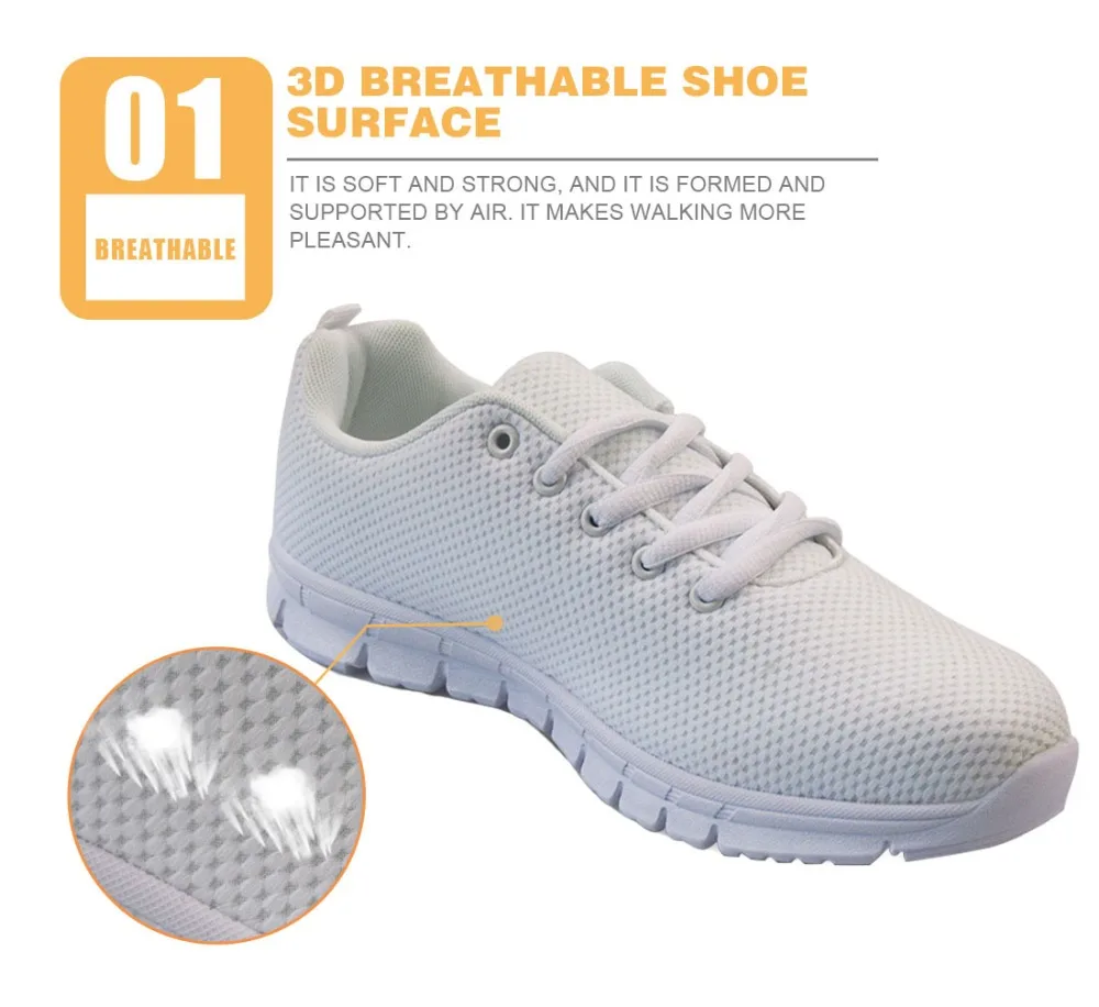 THIKIN Nurse Bears Printing Breathable Mesh Flat Shoes Women 3D Pattern Design for Lace-up Casual Comfortable Sneakers 