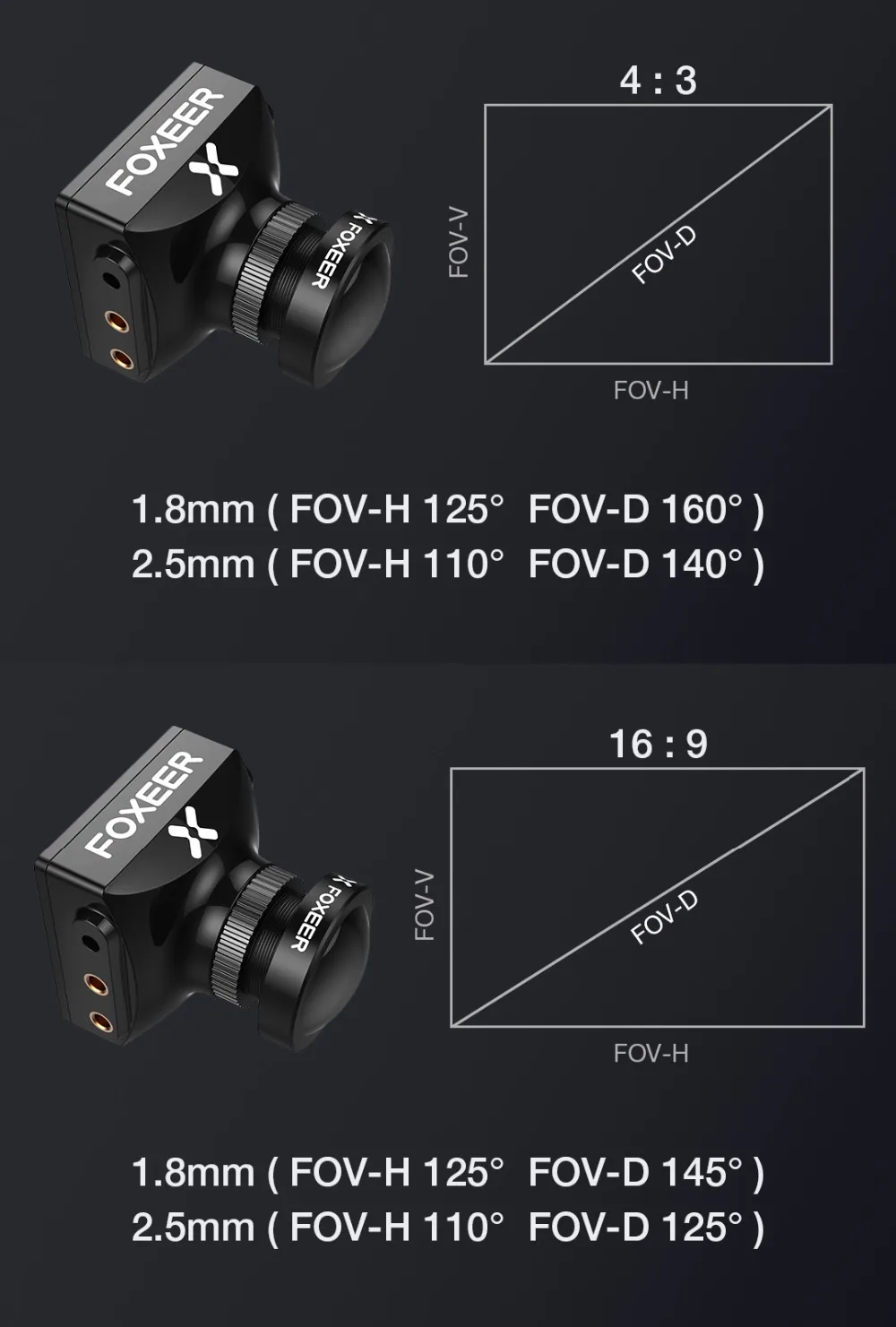 Foxeer Falkor FPV камера 1200TVL 1/3 CMOS 4:3/16:9 PAL/NTSC переключаемый G-WDR OSD для радиоуправляемого гоночного дрона