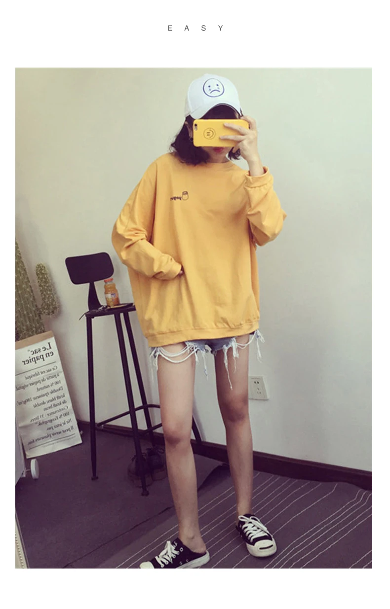 Camisetas Mujer осенние женские футболки корейский стиль Ulzzang Harajuku футболка с принтом в стиле хип-хоп женские свободные топы с длинными рукавами