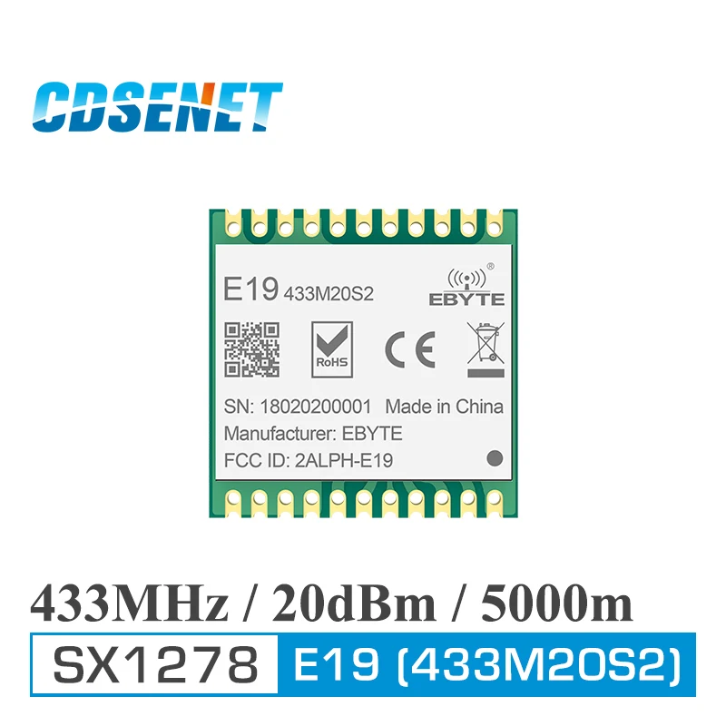 E19 433M20S2 SX1278 LoRa 433 МГц SMD SPI дальнего действия коммуникатор радио 100 мВт Печать