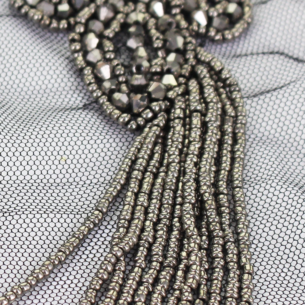 Ручная доска для плеч с вышитыми бусинами и кисточками аппликация воротника