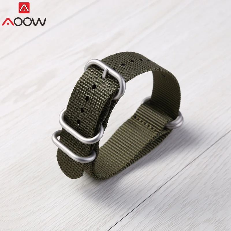 army green S AOOW сверхмощный нейлоновый ремешок для часов NATO ZULU ремешок 18 мм 20 мм 22 мм 24 мм холст замена часы ремешок Высокое качество - Цвет ремешка: army green S