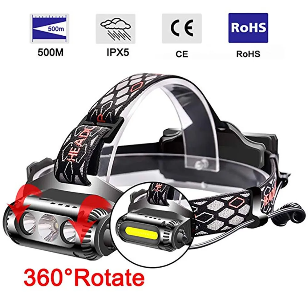 360 градусов вращающийся прочными головными светильник с белыми красными и