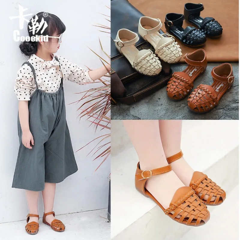 2019 летние сандалии для девочек маленьких детей туфли с плетением милой