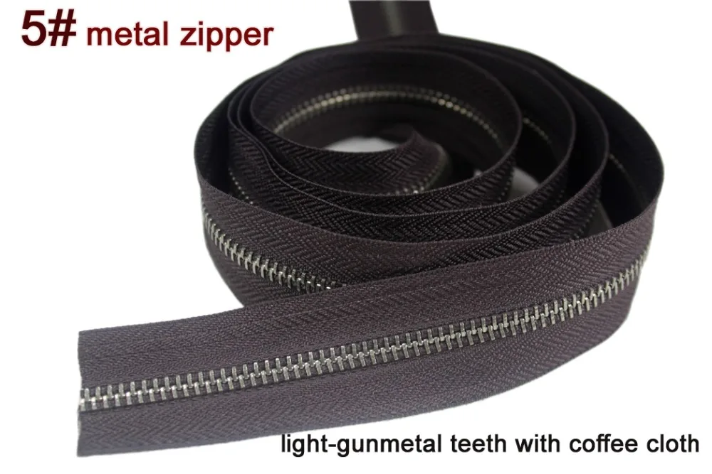 #5 молния кофейная ткань легкие металлические зубы металлическая для шитья 2 м/лот