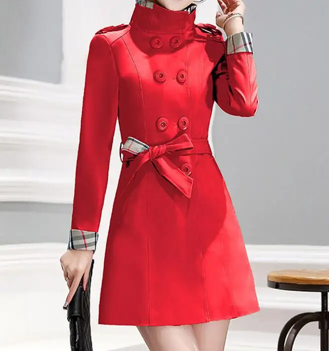 

M--4XL HOT / Spring Women New Fashion Accept Waist Big Yards Long Cultivate One's Morality Joker In Fashion Trench Coat