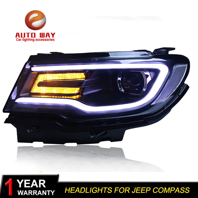 Автомобильный Стильный чехол на голову для Jeep Compass 2011- Jeep Compass светодиодный фонарь DRL Объектив Двойной Луч Биксенон HID - Цвет: 2017