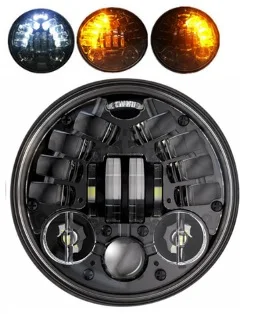 E type black 5,75 дюймов светодиодные фары 5 3/" мотоциклетные фары с DRL поворотным сигналом для harley sportster touring softail Dyna street triple - Цвет: E type black