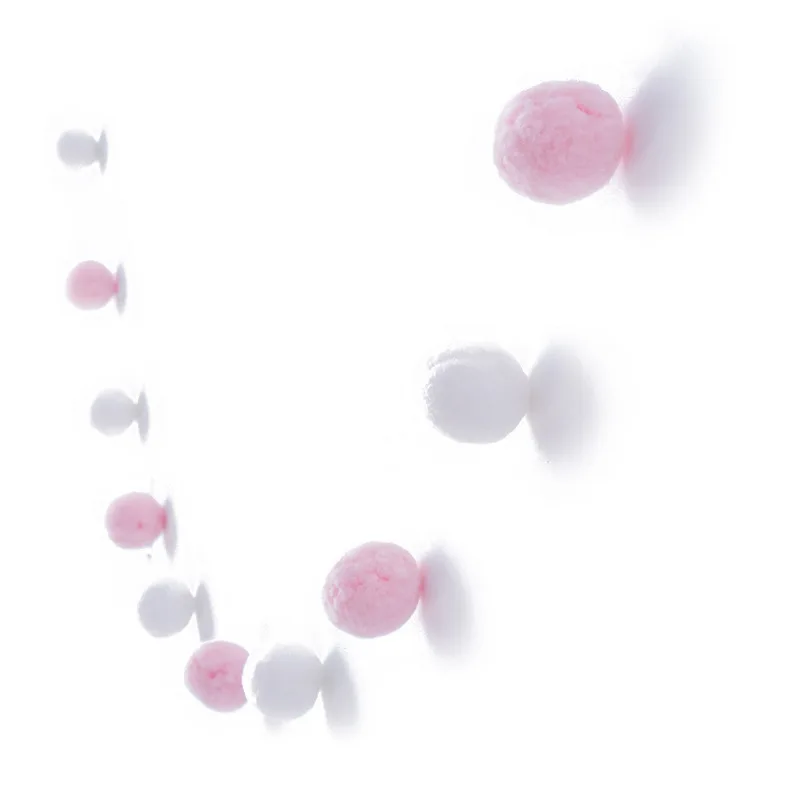 pink white 165 см Макарон шерсть цветной шар украшение с 12 круглыми шариками помпонами войлочная детская палатка декор комнаты аксессуар настенный - Color: pink white