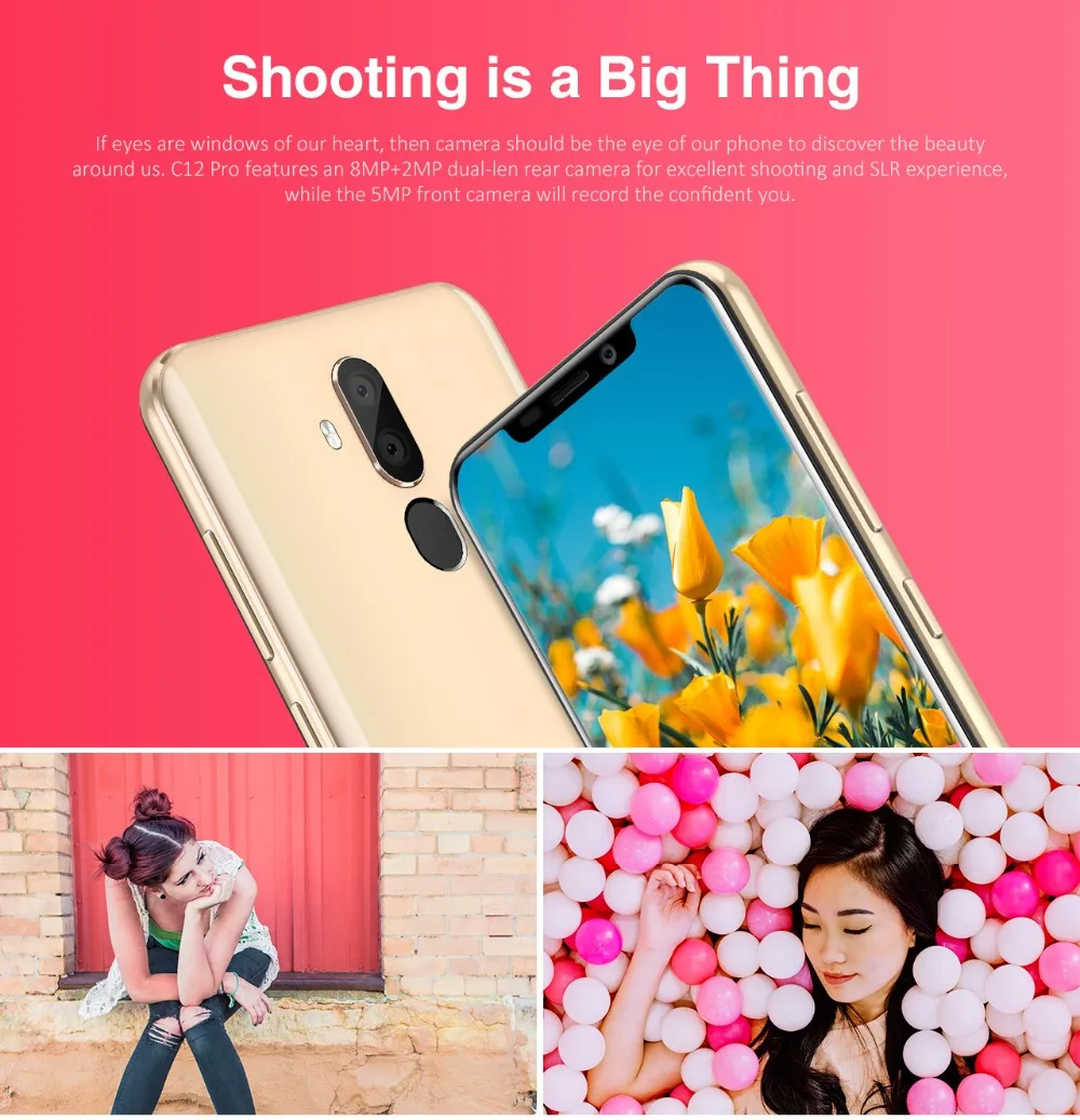 Oukitel C12 Pro Face ID 6,18 дюймов 19:9 u-образный дисплей Android 8,1 2 Гб ОЗУ 16 Гб ПЗУ MT6739 3300 мАч батарея 8МП+ 5Мп 4G смартфон
