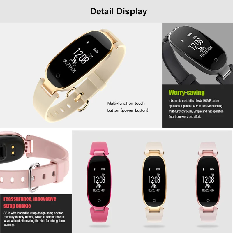 Hot sale Bluetooth Waterproof S3 Smart Watch Fashion Women Ladies Heart Rate Monitor Fitness Tracker Watches For Android IOS | Электроника