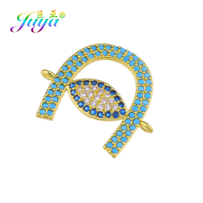 Juya DIY Красочные Кристаллы Классические Ювелирные компоненты греческий сглаза талисманы Разъем аксессуары для женщин мужчин Изготовление ювелирных изделий