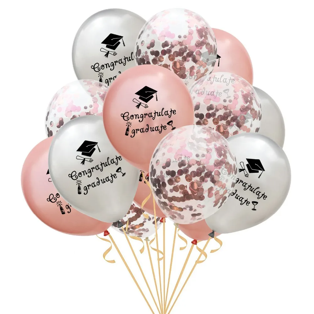 Поздравление Graduate латексные шарики с принтом black rose Gold гелий конфетти воздушные