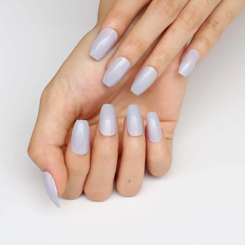 24pcs latest candy color coffin-like fake nails grey blue G619 | Красота и здоровье