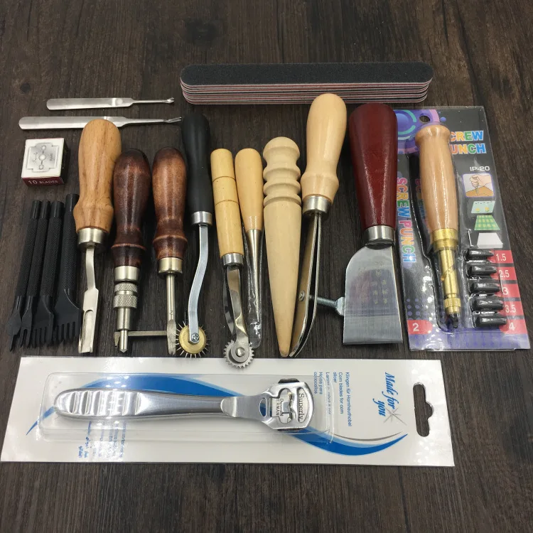 18 шт. ручной инструмент для работы с кожей набор кожевенного ремесла пробивания
