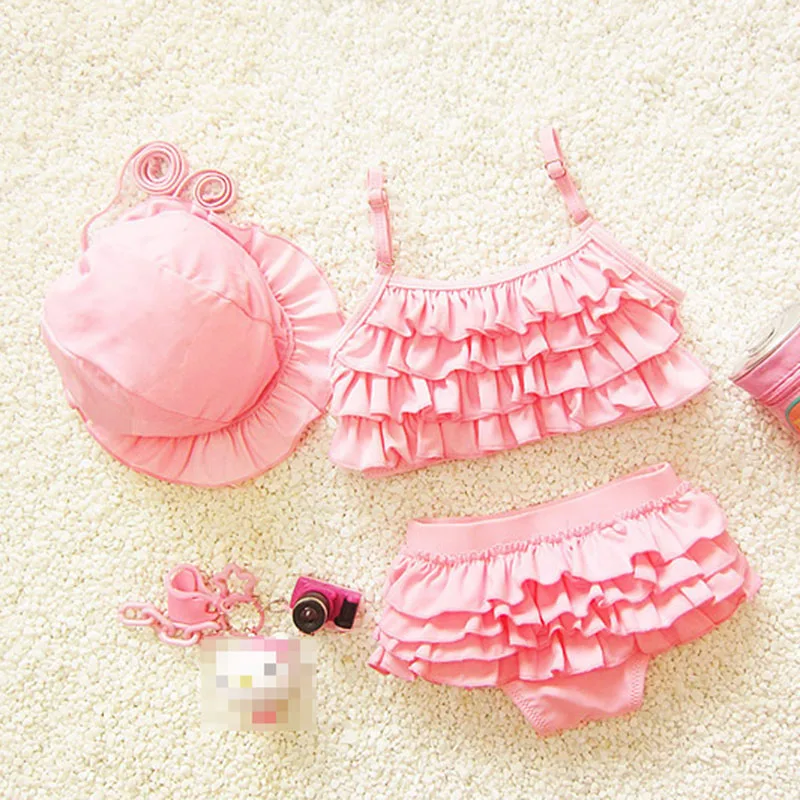 Купальный костюм для маленьких девочек бикини с волнистым разрезом топ + брюки