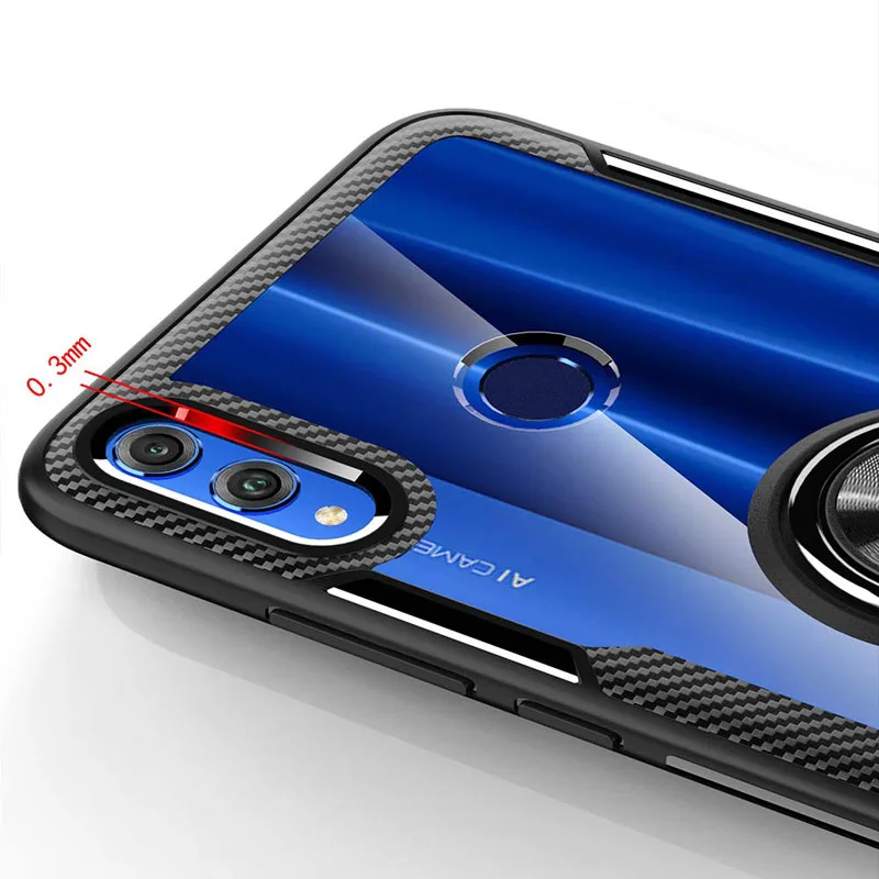 Huawei P Smart чехол прозрачный PC+ углеродное волокно полное защитное кольцо магнетизм для huawei P Smart Plus Caque