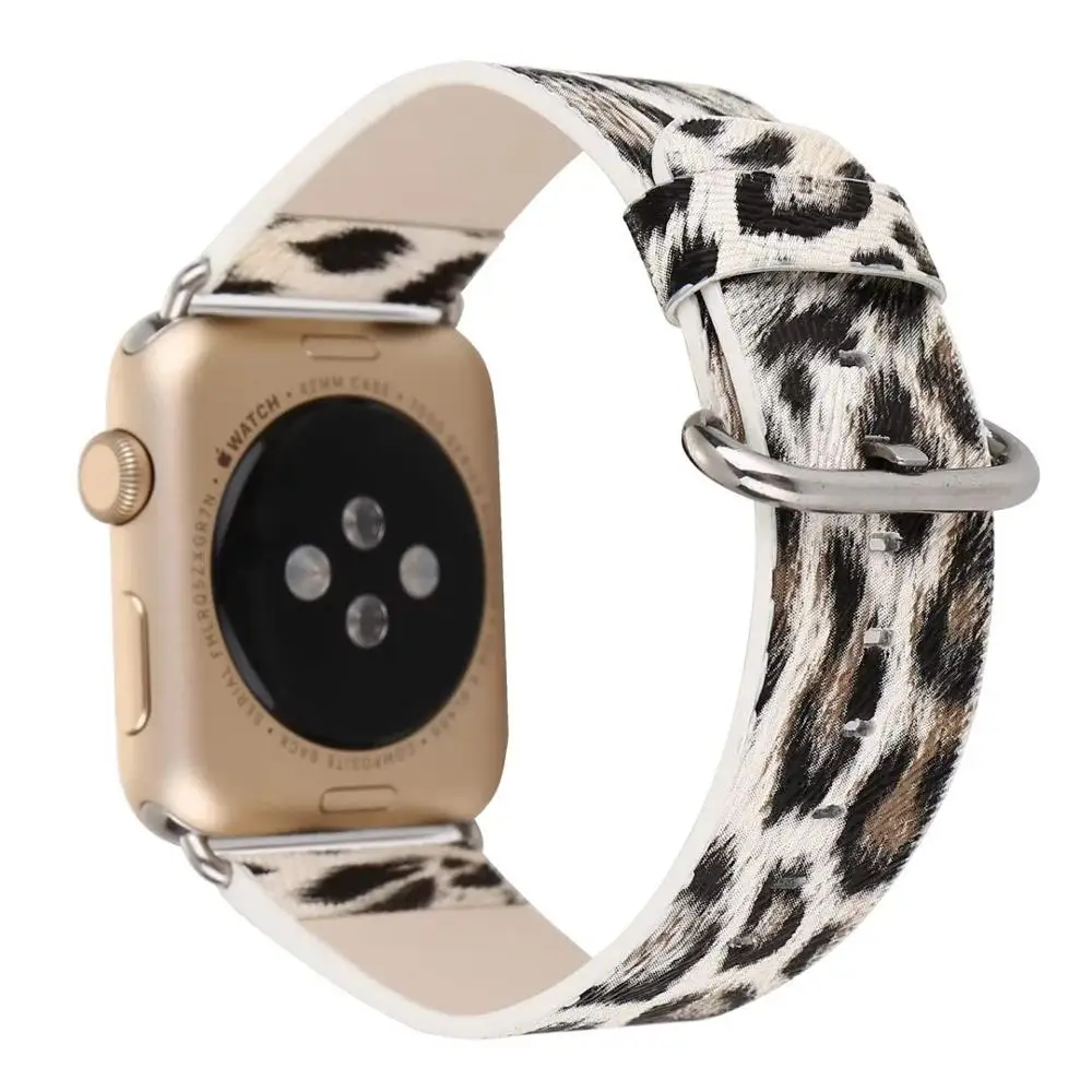 KeBitt женские ремешок для наручных часов Apple Watch 38 мм 42 40 браслет Леопардовый принт 44