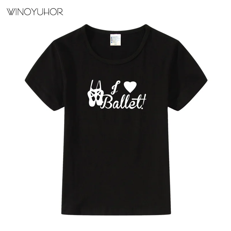 

Love Ballet T Shirt Kids Girls Summer Cotton Tops Toddler Baby Children Casual Short Sleeve T-shirts Ballet Dancer Tshirt