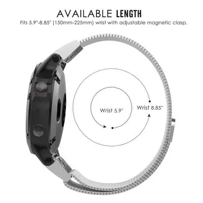 for Garmin watch Garmin fenix 5 3 5XPlus forerunner 935 945 Quick Fit Band Milanese Metal Band magnetic steel watchband