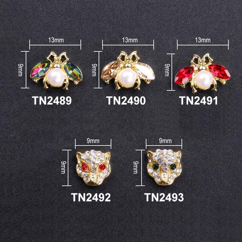 Blueness 10 шт./лот леопардовые стразы дизайн ногтей маникюр УФ гель металлические